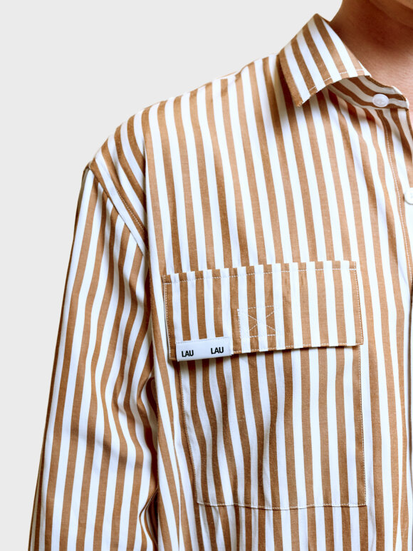 LAU--LAU - LAU SHIRT STRIPED BROWN