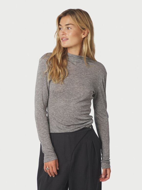 Neo Noir - Teddu Fine Rib Blouse Antracit