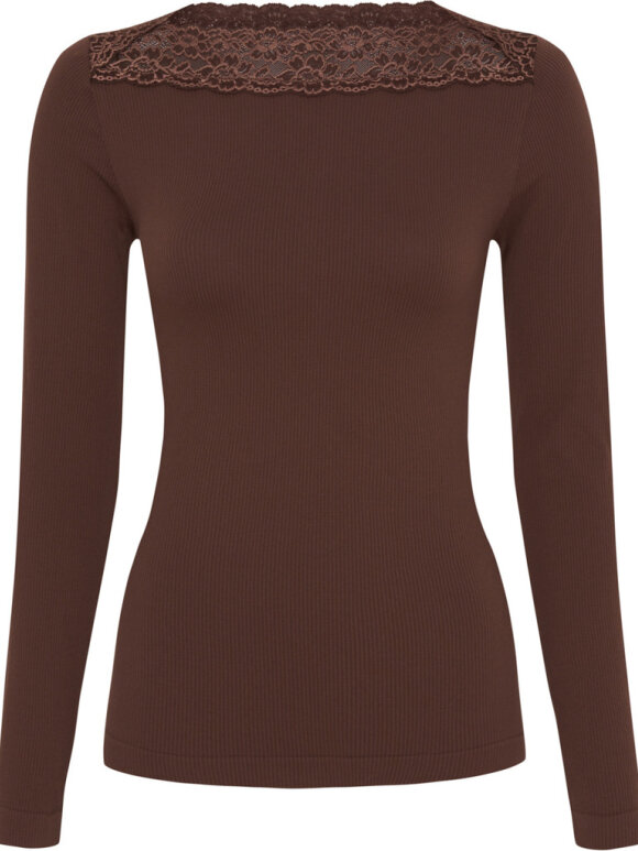 tim&simonsen - Anita rib T-shirt LS Cioccolat