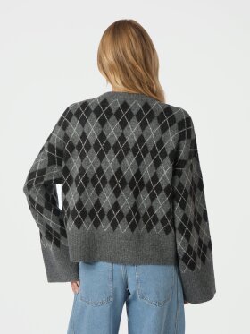 Neo Noir - Kick Check Knit Blouse Antraci