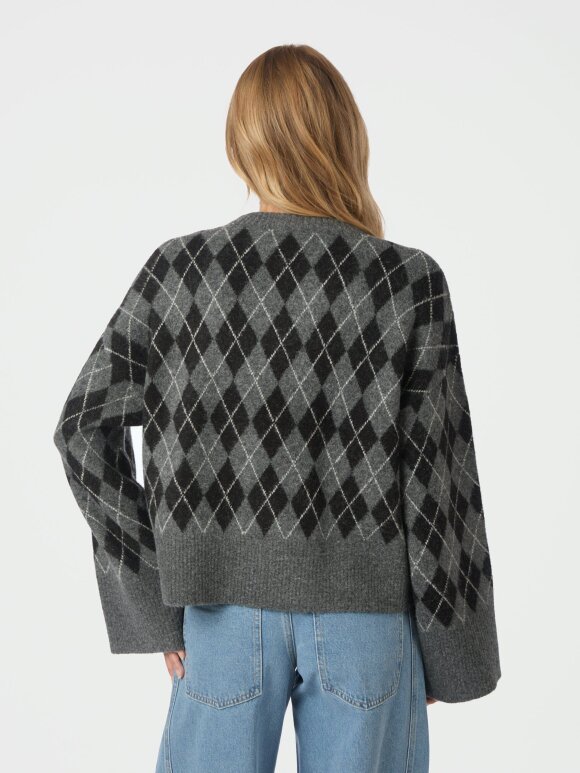 Neo Noir - Kick Check Knit Blouse Antraci