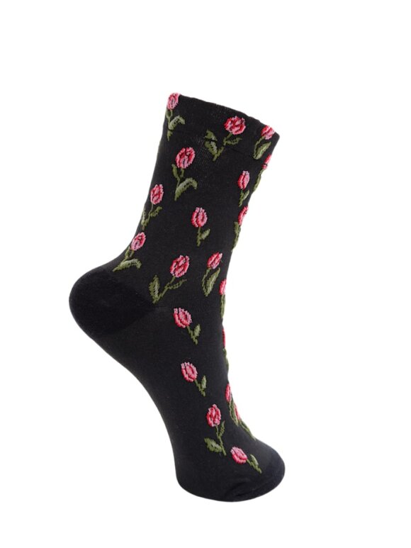 Black Colour - BCDua Flower Sock Black