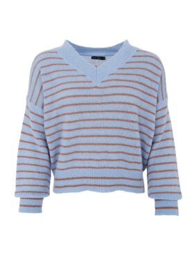 Black Colour - BCDell striped V-Neck Jumper