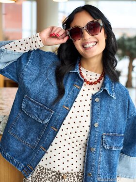 Black Colour - BCJennie Dotted Mesh Blouse