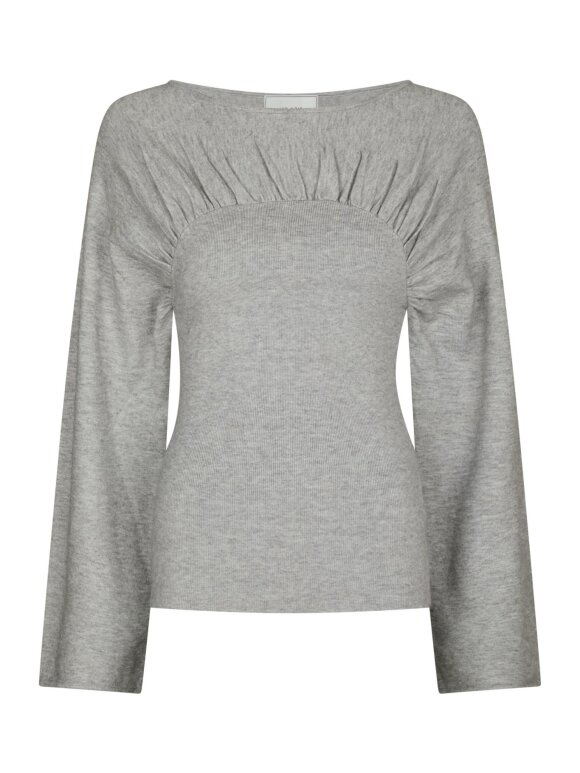 Neo Noir - Kaiba Knit Blouse Light Grey