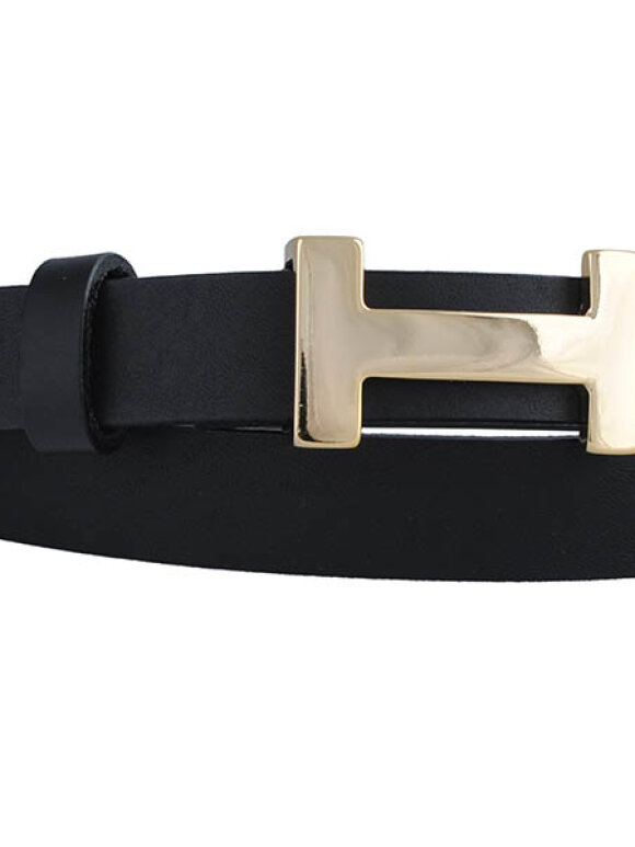 Bosswik - Bælte smal guld spænde Black