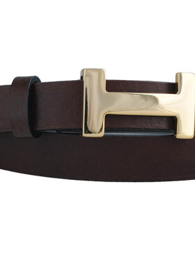 Bosswik - Bælte smal guld spænde Brown