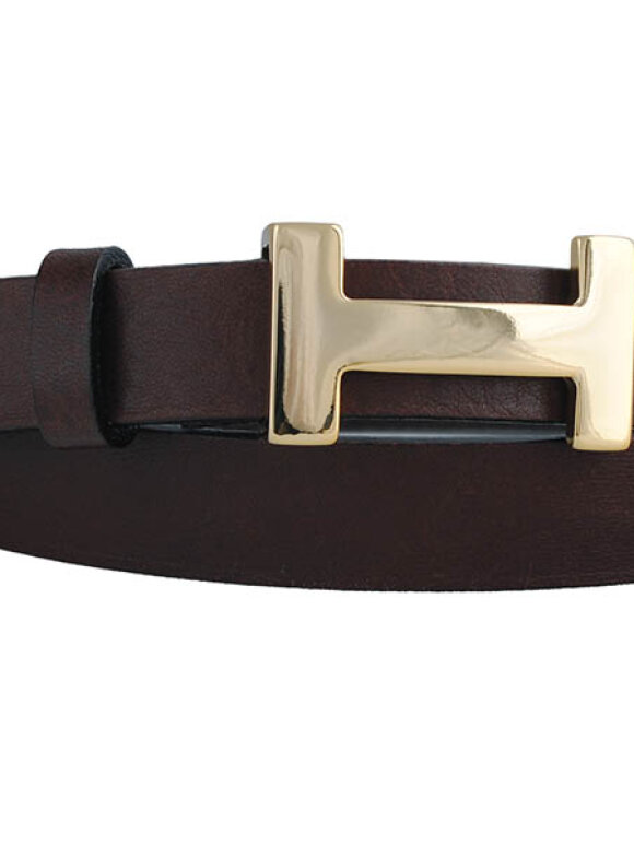 Bosswik - Bælte smal guld spænde Brown