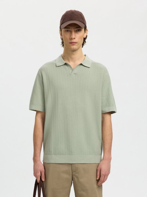 Selected - SLHMATTIS SS LINEN BLEND POLO