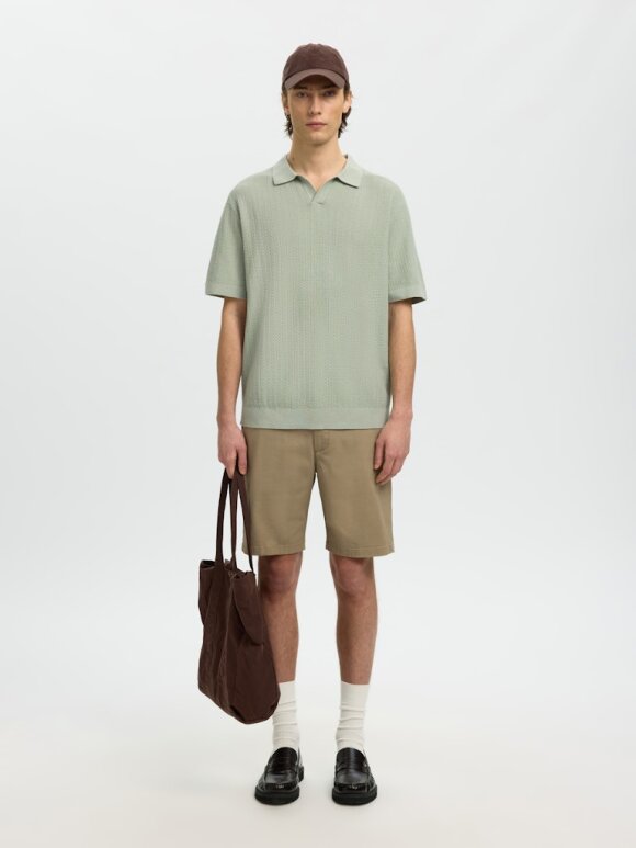 Selected - SLHMATTIS SS LINEN BLEND POLO