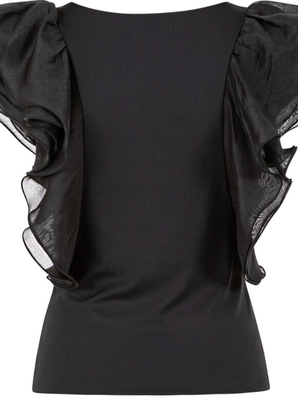 Coster Copenhagen - Top with Ruffle sleeves Black
