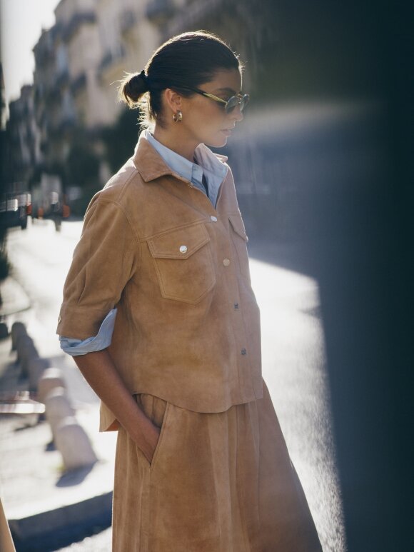 Mos Mosh - MMSigga SS Suede shirt Tan