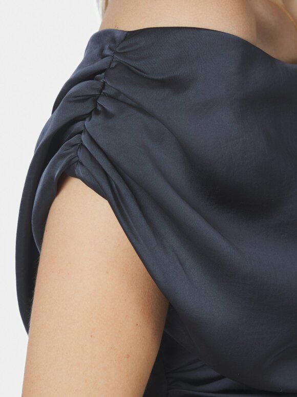 Neo Noir - Lilith Heavy Sateen Dress Blue