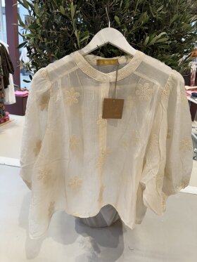 Boho Love - Bluse med Blomst Beige Boho Love - Bluse med Blomst Beige