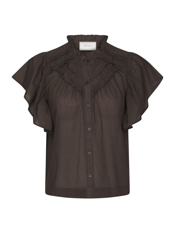 Neo Noir - Vinsa S Voile Top Dark Brown