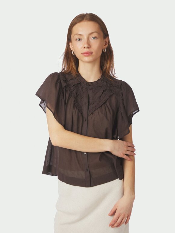 Neo Noir - Vinsa S Voile Top Dark Brown