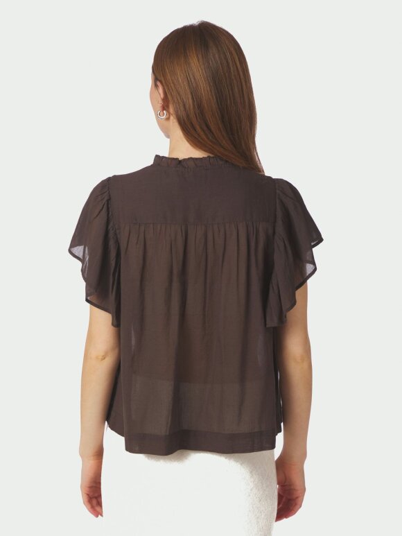 Neo Noir - Vinsa S Voile Top Dark Brown