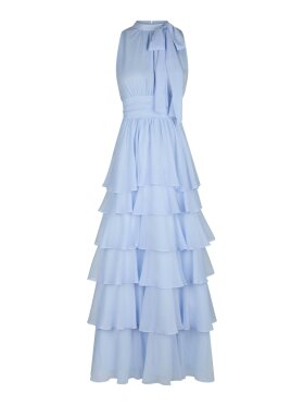 Neo Noir - Marli Solid Chiffon Dress L. Blue