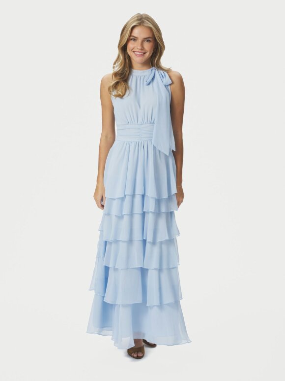 Neo Noir - Marli Solid Chiffon Dress L. Blue