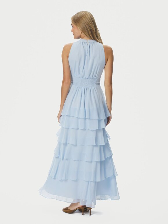 Neo Noir - Marli Solid Chiffon Dress L. Blue