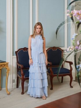 Neo Noir - Marli Solid Chiffon Dress L. Blue