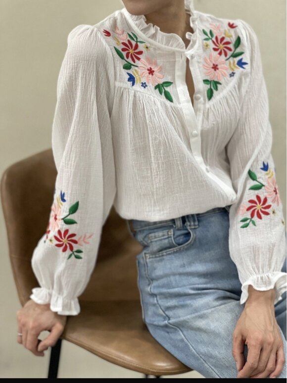 Boho Love - Skjorte White Big Flower