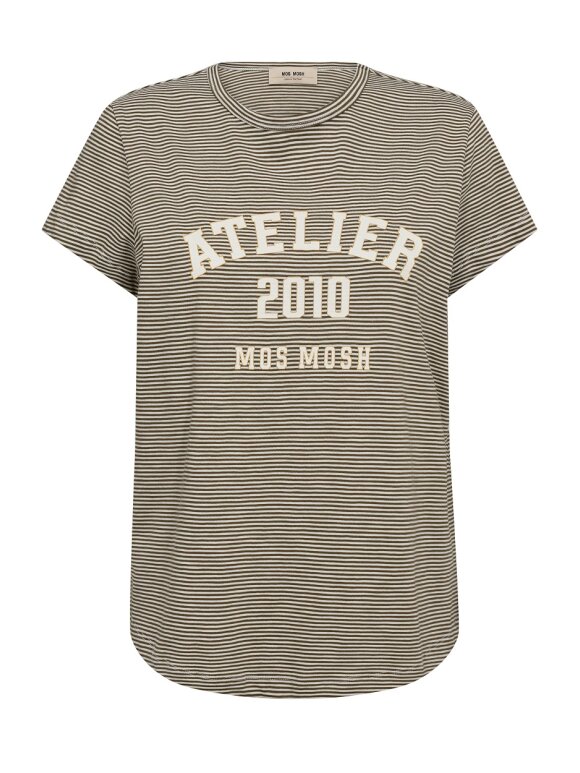 Mos Mosh - MMCamp O-SS Stripe tee Olive