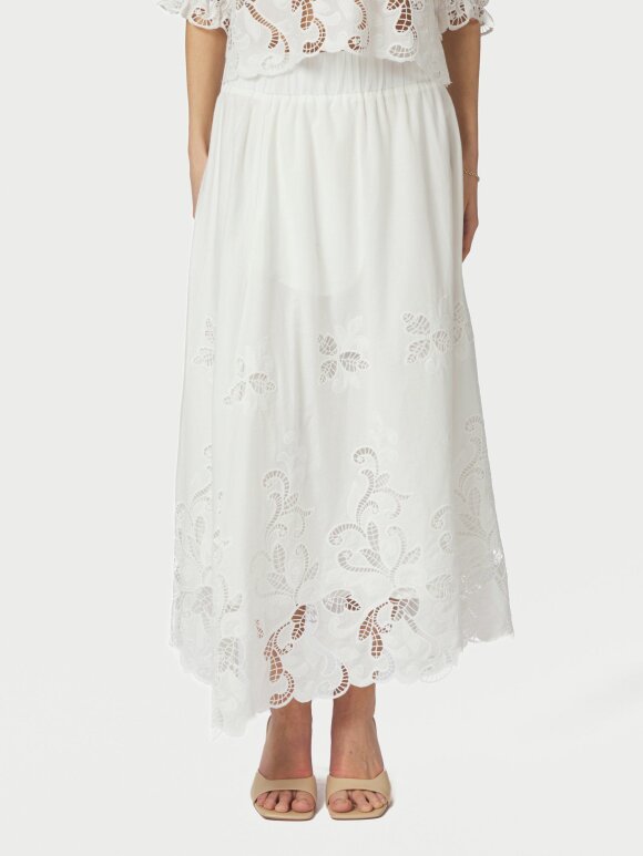 Neo Noir - Yara Long Emb Skirt  White