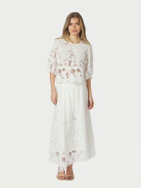 Neo Noir - Yara Long Emb Skirt  White