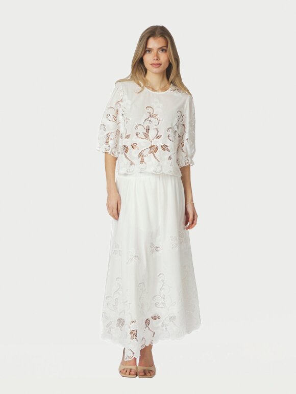 Neo Noir - Yara Long Emb Skirt  White