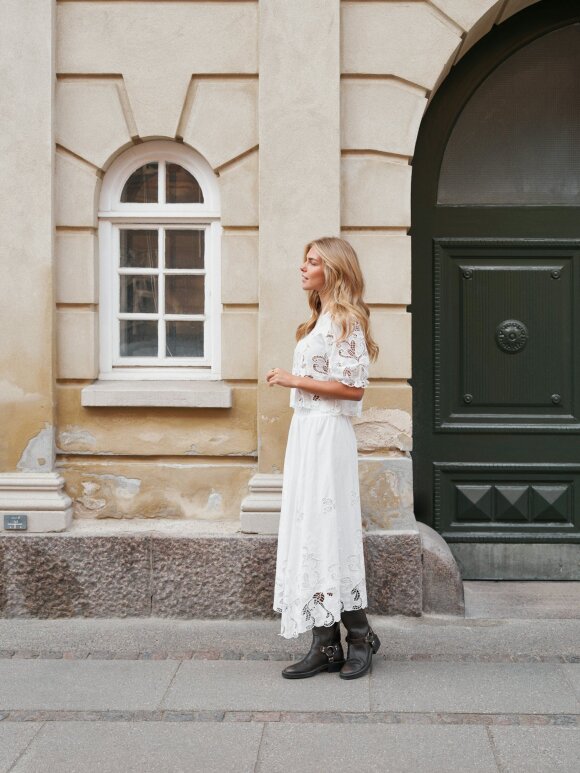 Neo Noir - Yara Long Emb Skirt  White