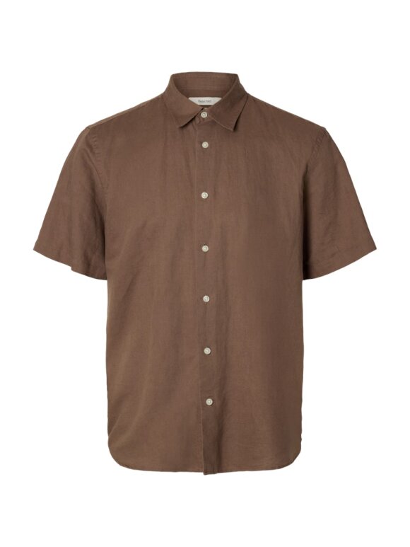 Selected - SLHREGClay Linenblend SS Shirt