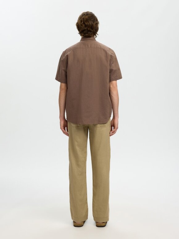 Selected - SLHREGClay Linenblend SS Shirt