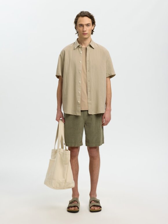 Selected - SLHREGClay Linenblend SS Shirt
