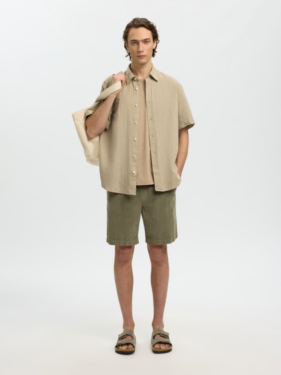 Selected - SLHREGClay Linenblend SS Shirt