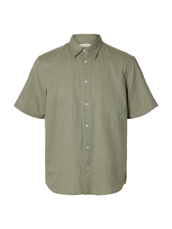 Selected - SLHREGClay Linenblend SS Shirt