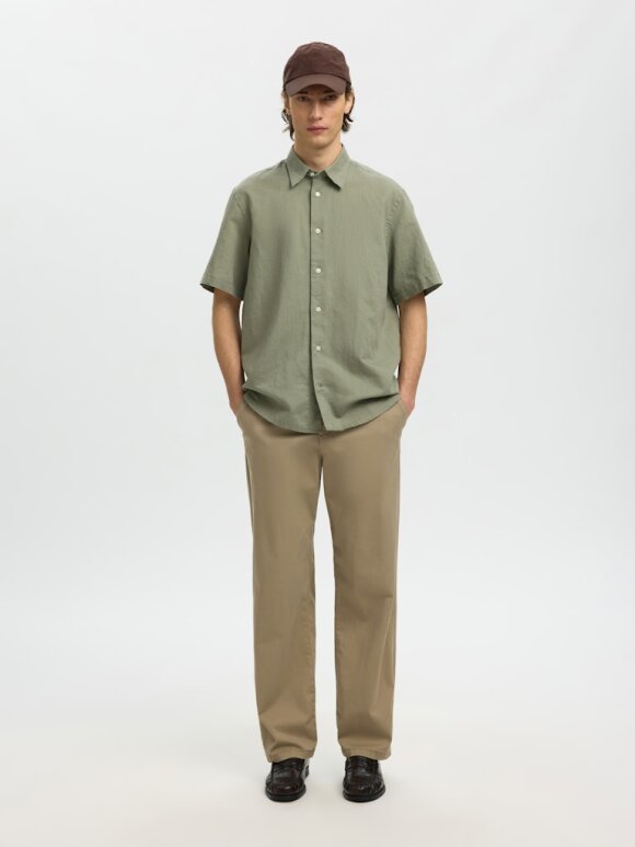 Selected - SLHREGClay Linenblend SS Shirt