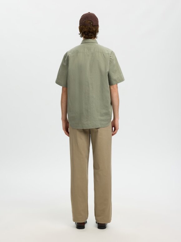 Selected - SLHREGClay Linenblend SS Shirt