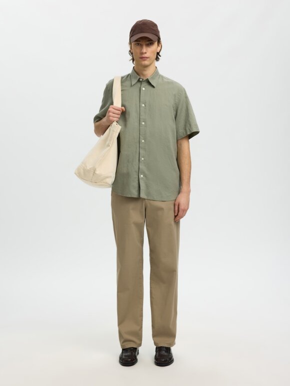 Selected - SLHREGClay Linenblend SS Shirt