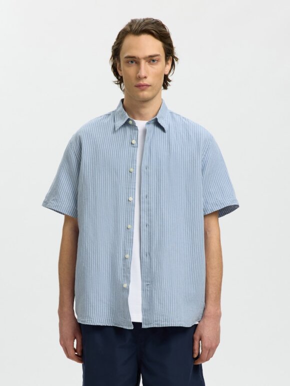 Selected - SLHREGClay Linenblend SS Shirt