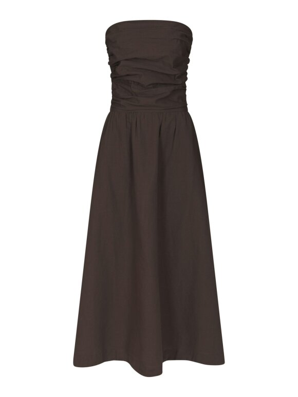 Neo Noir - Kima Linen Dress Dark Brown