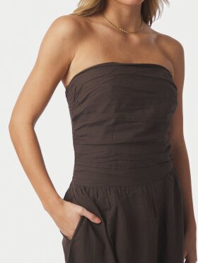 Neo Noir - Kima Linen Dress Dark Brown Neo Noir - Kima Linen Dress Dark Brown
