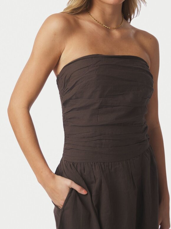 Neo Noir - Kima Linen Dress Dark Brown