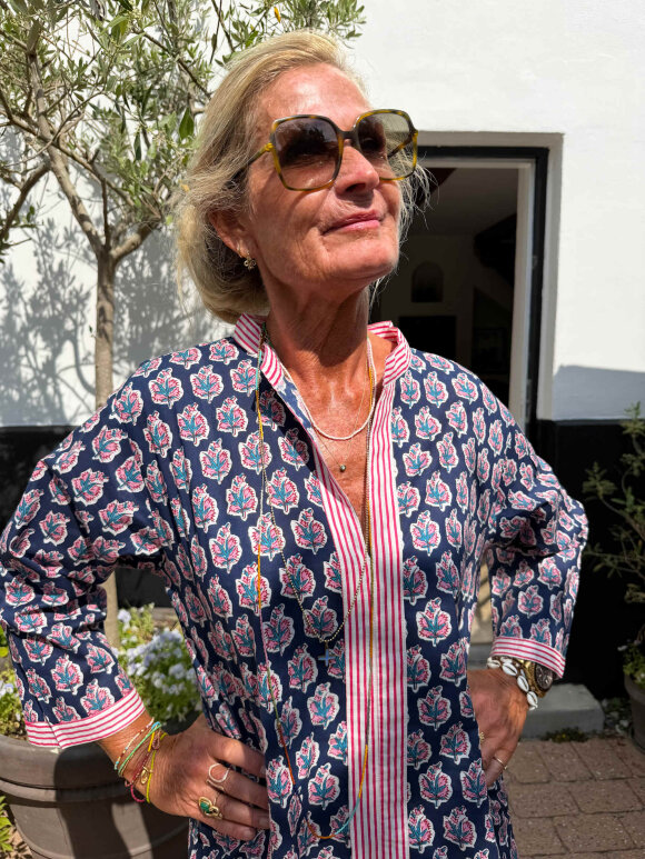 Cabana Living - Sava Kjole blå,rosa rød strib