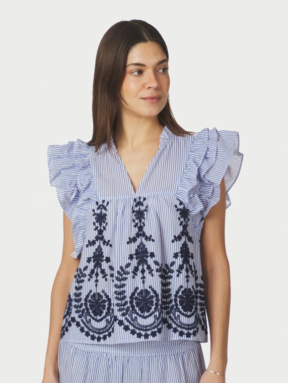 Neo Noir - Jayla stripe Embroidery Top