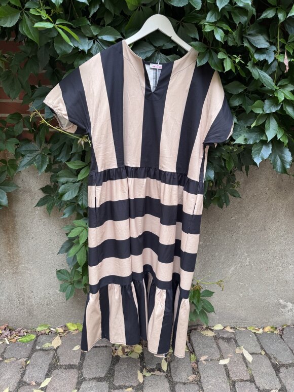 Not Sisters - Long Striped Dress Beige/Black