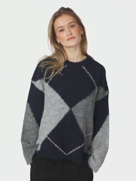 Neo Noir - Inga Check Fluff Knit Blouse N