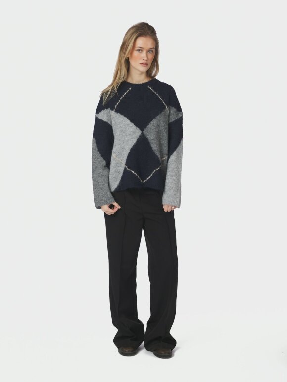 Neo Noir - Inga Check Fluff Knit Blouse N