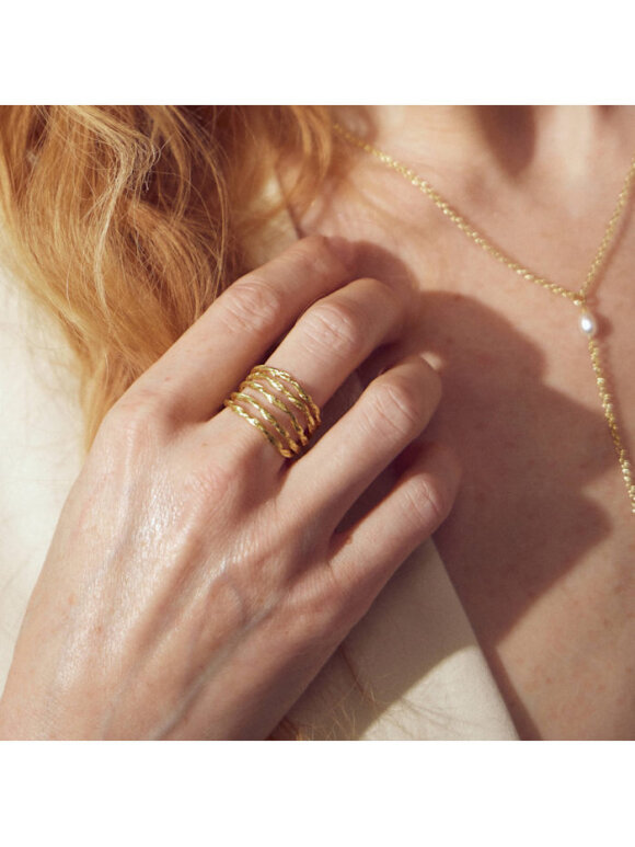 Pure By Nat - Willow 5-Ring  guldbelagt
