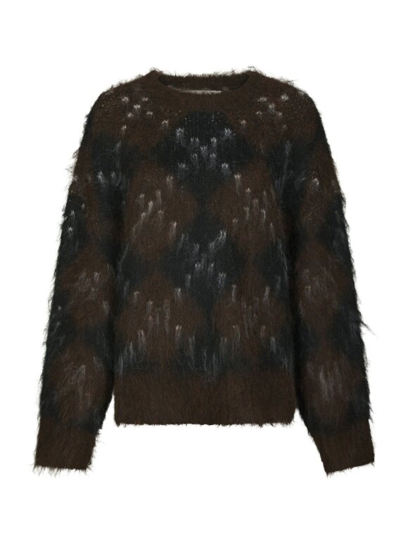 Neo Noir - Roeme check Fluffy blouse